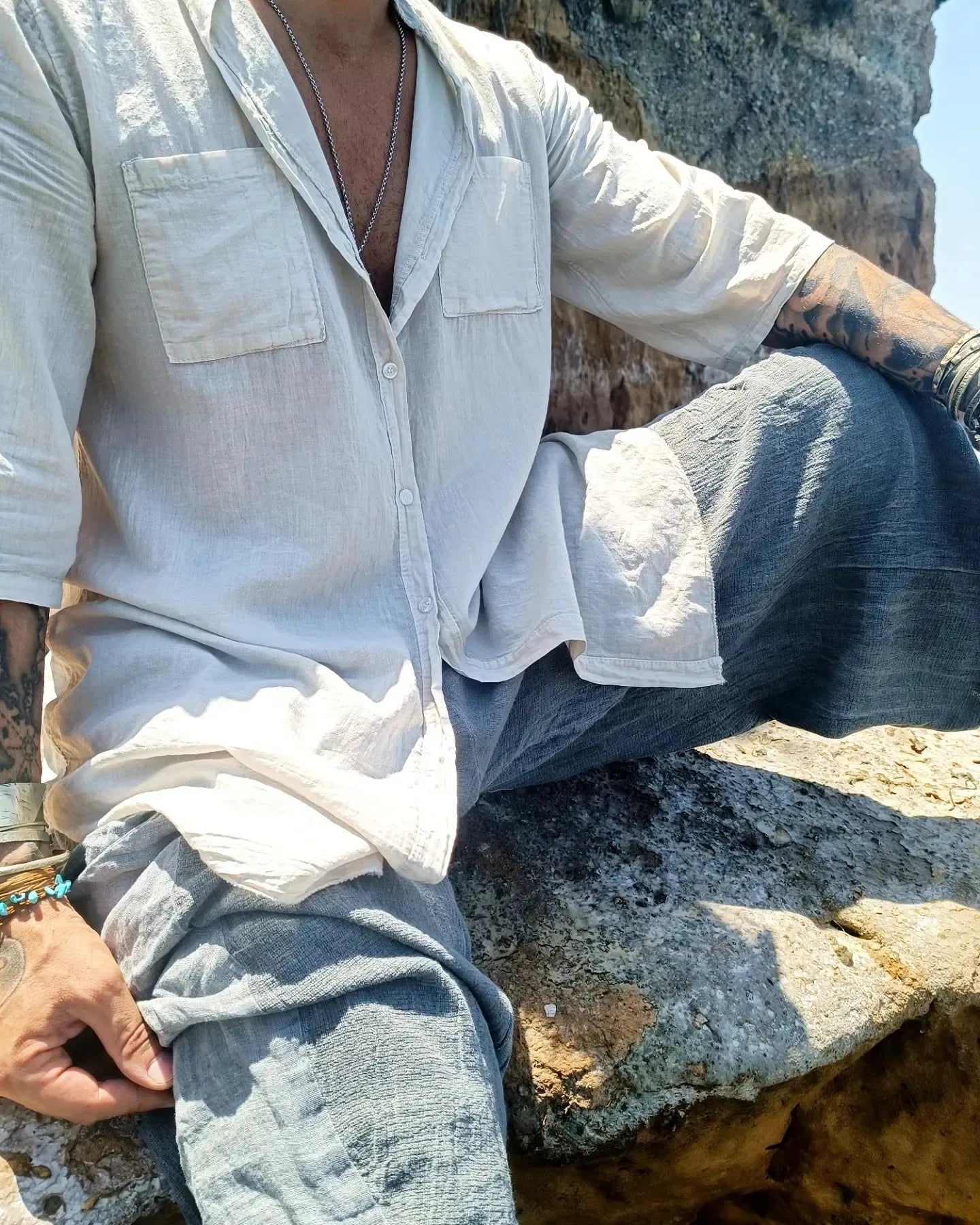 SEASHIRT βαμβακερή πουκαμίσα σε άνετη γραμμή - Bohoskull