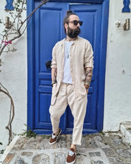 AIMARD λινό πουκάμισο στενή γραμμή