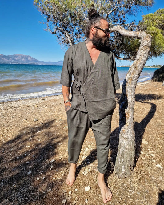Vakaris linen kimono and pants set