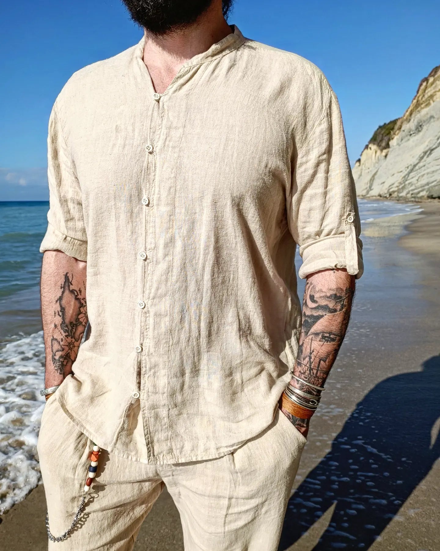 BEIGE LINEN SHIRT - Bohoskull