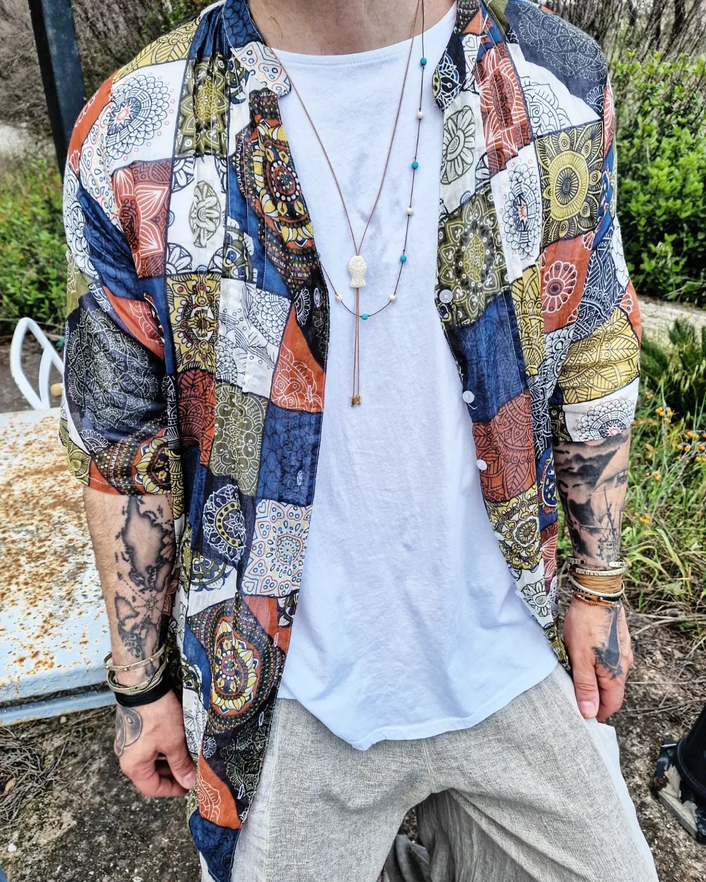 INDIASHIVA πουκαμίσα σε άνετη γραμμή - Bohoskull