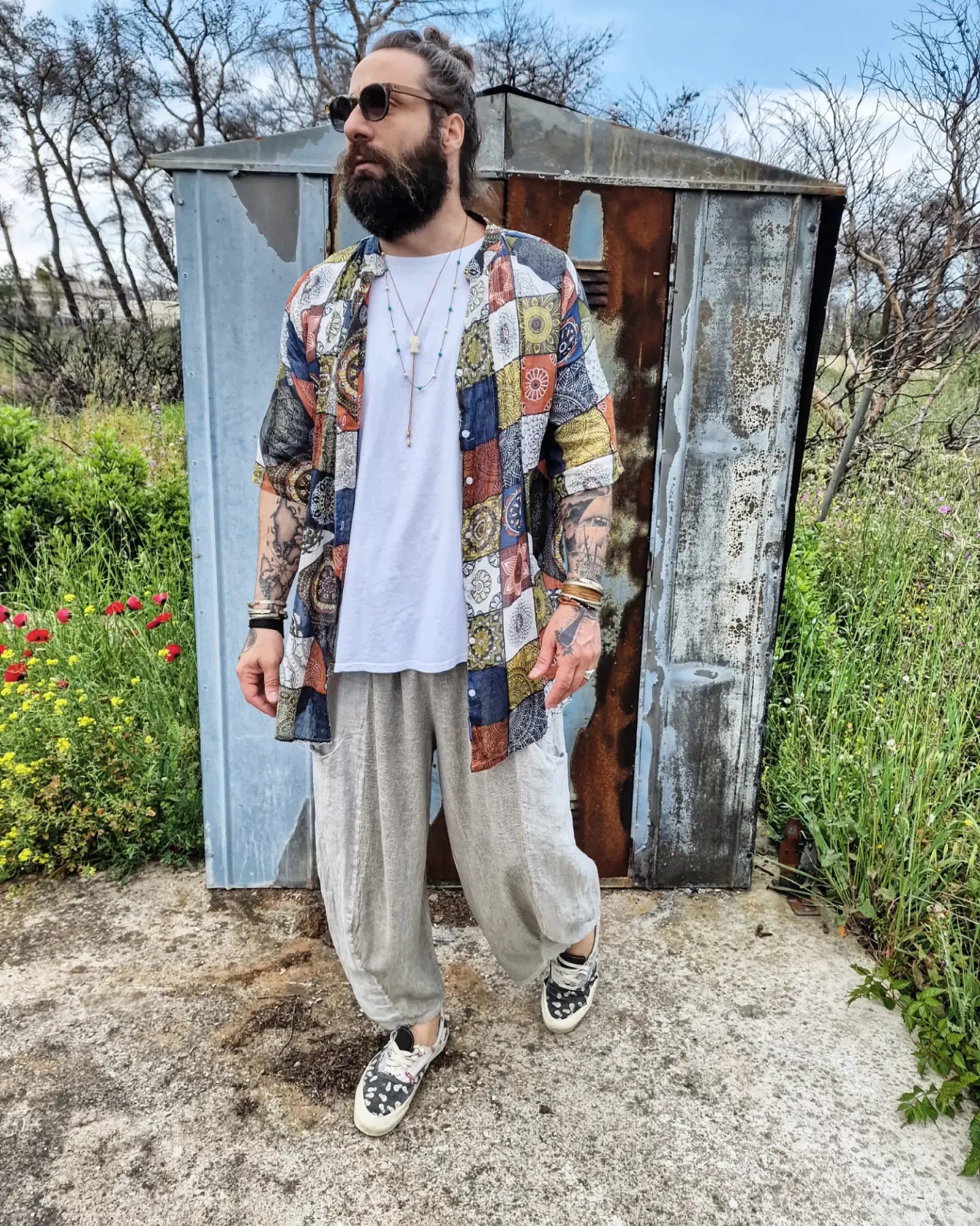 INDIASHIVA πουκαμίσα σε άνετη γραμμή - Bohoskull