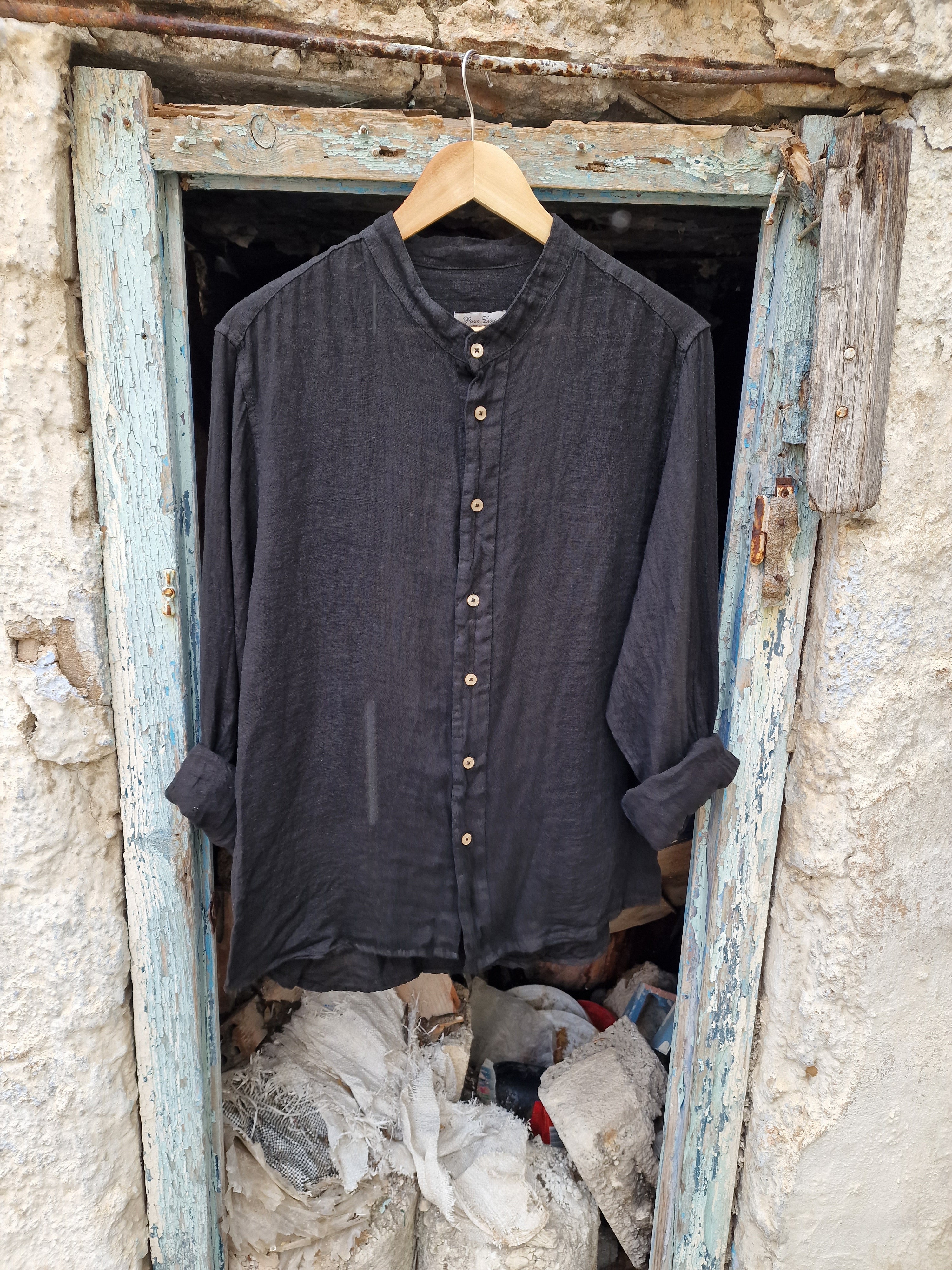 AVEL λινό πουκάμισο στενή γραμμή - Bohoskull