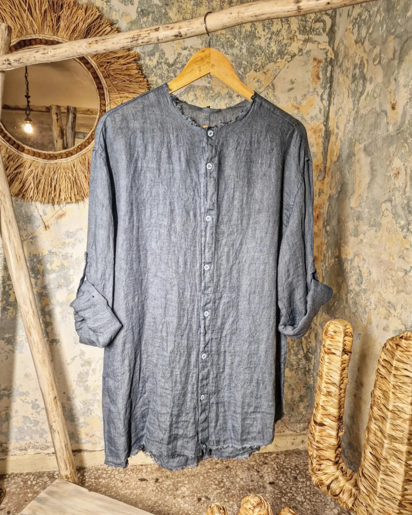 AIMARD λινό πουκάμισο στενή γραμμή - Bohoskull