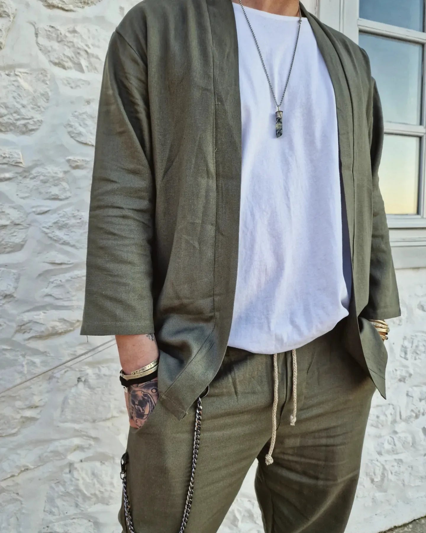 LIVI set παντελόνι και κιμονό σε κανονική γραμμή - Bohoskull