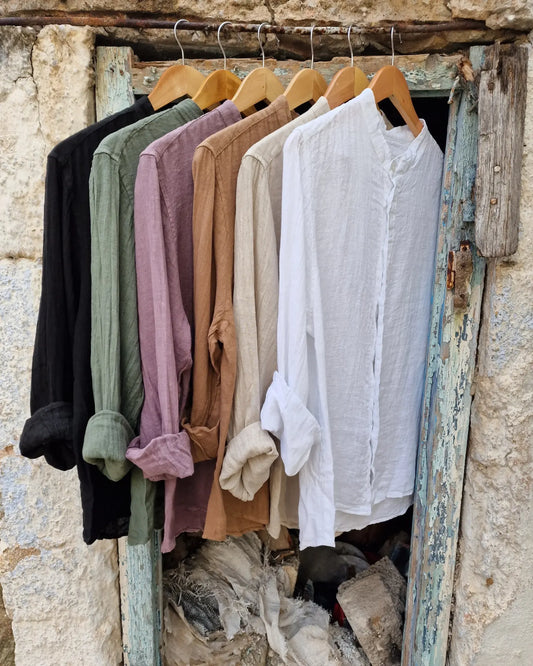 AVEL λινό πουκάμισο στενή γραμμή - Bohoskull