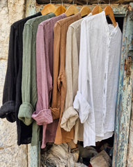 AVEL λινό πουκάμισο στενή γραμμή - Bohoskull