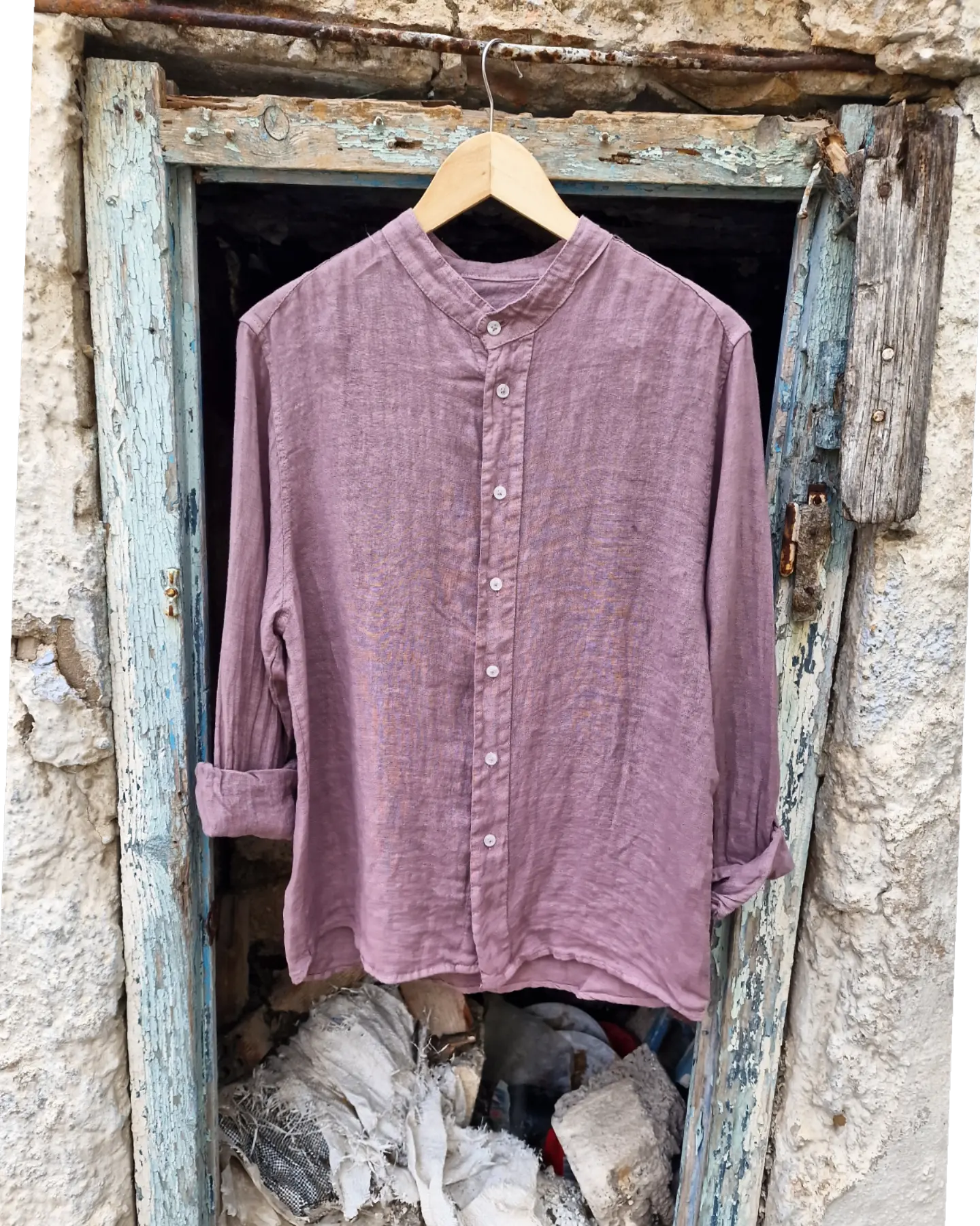 AVEL λινό πουκάμισο στενή γραμμή - Bohoskull